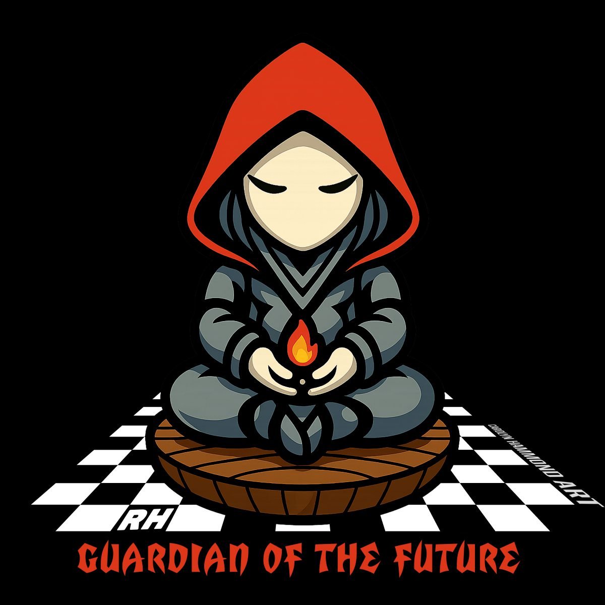 Guardian of the Future 2026 by Carolyn Hammond — hooded guardian figure holding a flame