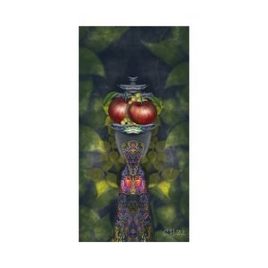Dreamscape Fruits open-edition fine-art print by Carolyn Hammond, showing apples and grapes in a dreamlike symbolic composition with an integral white border.